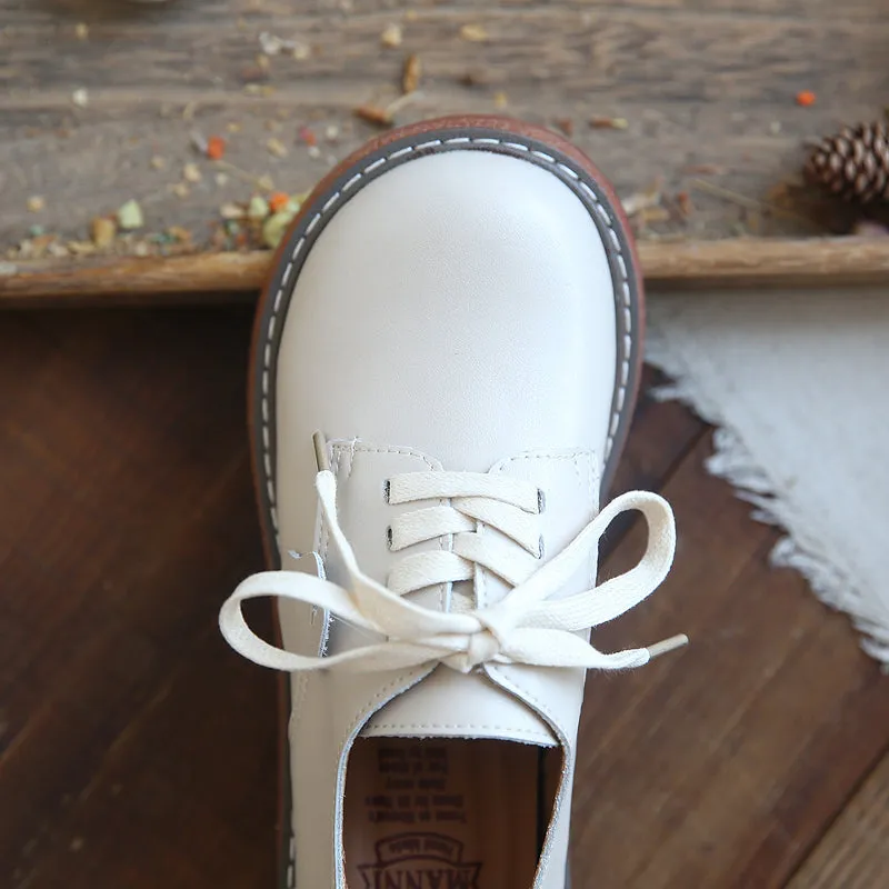 Women Solid Leather Casual Shoes