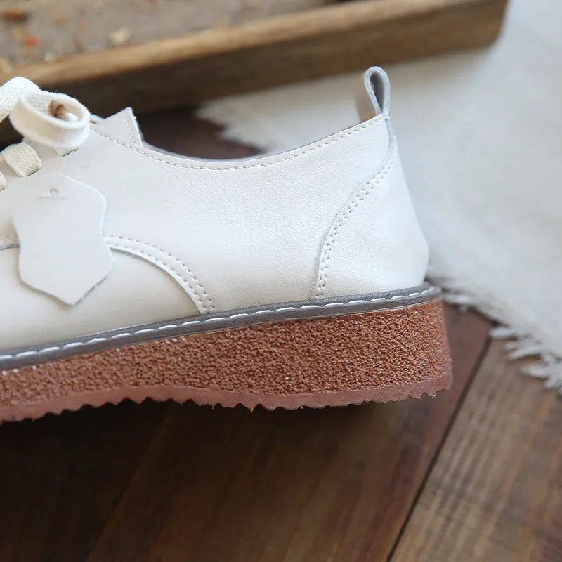 Women Solid Leather Casual Shoes