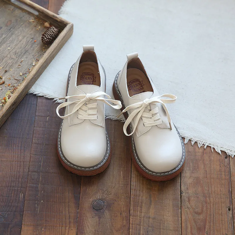 Women Solid Leather Casual Shoes