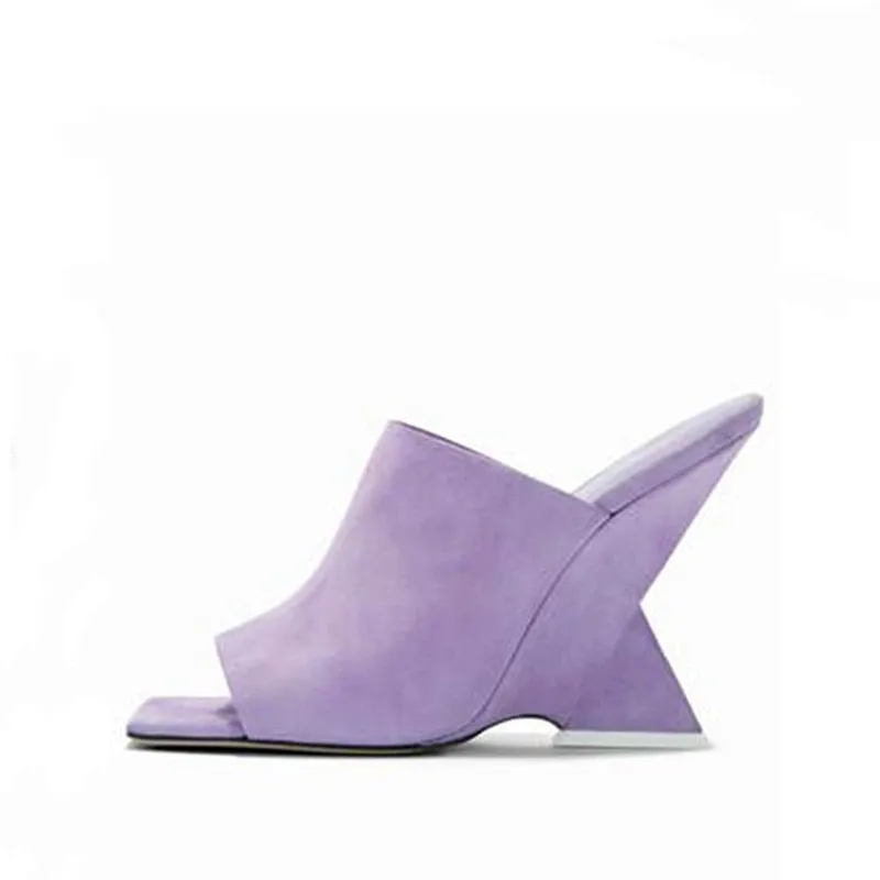 Women's Diagonal Thick Slope High Heel Sandals