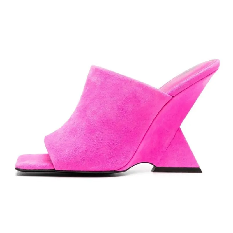 Women's Diagonal Thick Slope High Heel Sandals