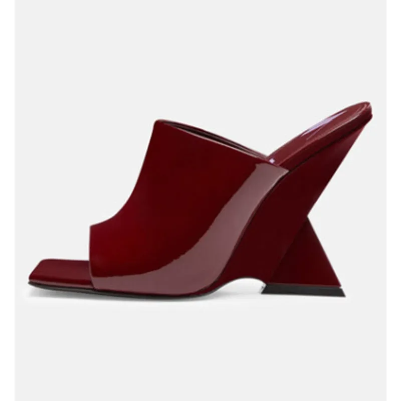 Women's Diagonal Thick Slope High Heel Sandals