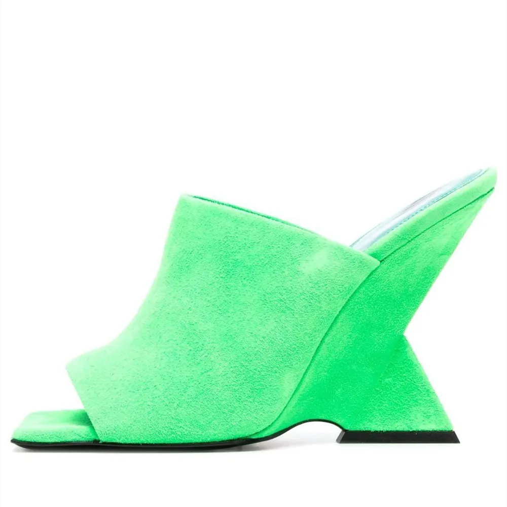 Women's Diagonal Thick Slope High Heel Sandals