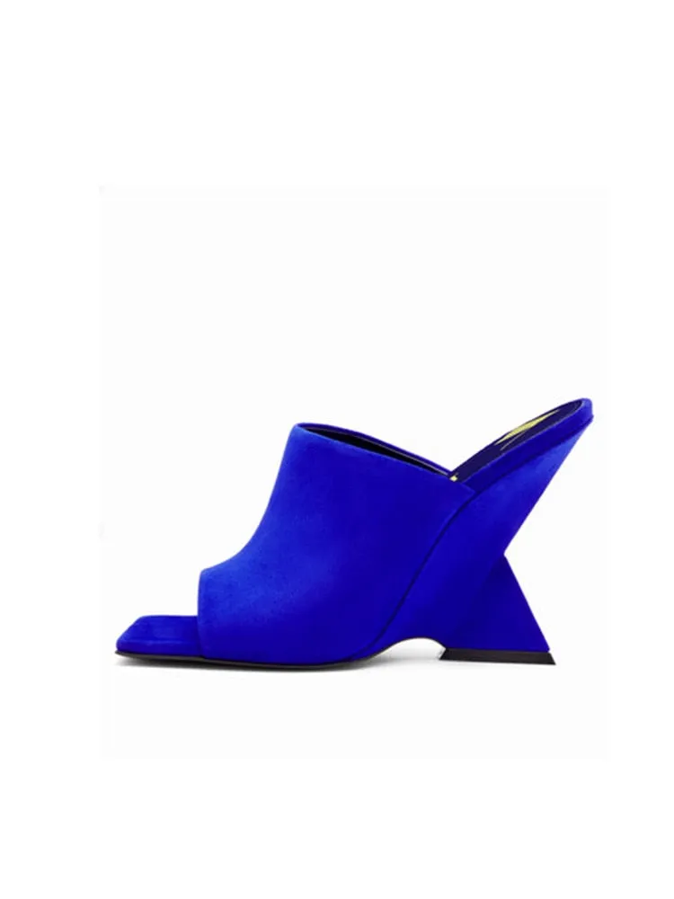 Women's Diagonal Thick Slope High Heel Sandals