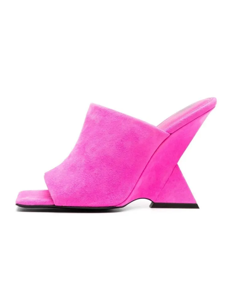 Women's Diagonal Thick Slope High Heel Sandals