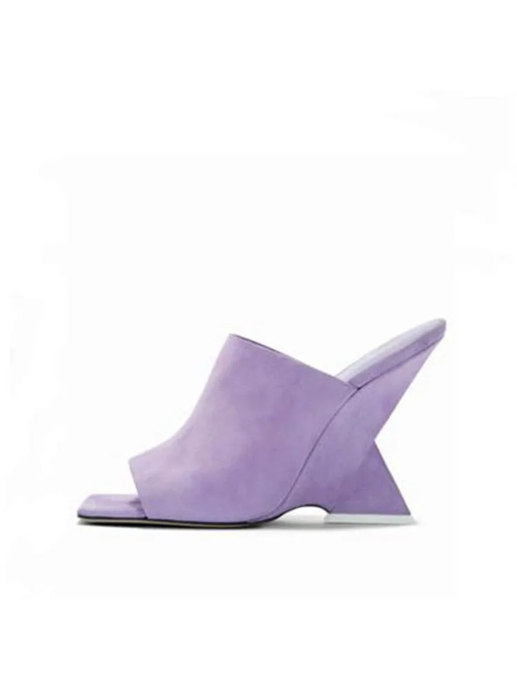 Women's Diagonal Thick Slope High Heel Sandals