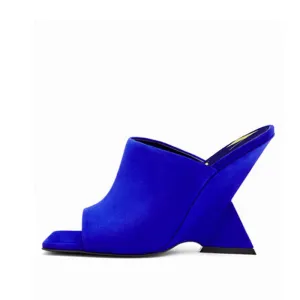 Women's Diagonal Thick Slope High Heel Sandals
