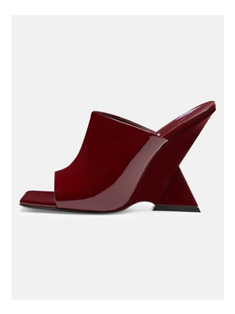 Women's Diagonal Thick Slope High Heel Sandals