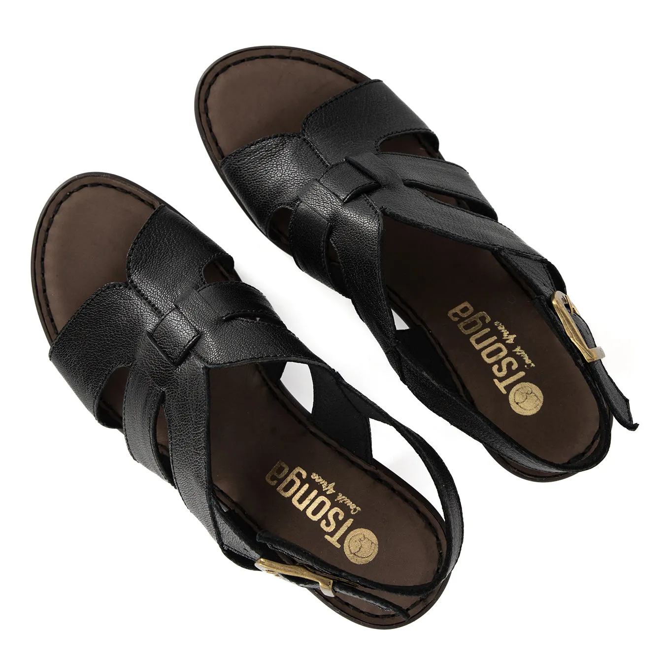 Zuwena : Ladies Leather High-Heel Sandal in Black Cayak